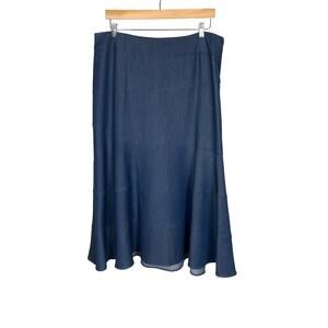Midnight Velvet Blue Chambray Tiered Maxi A Line Skirt -Size 16